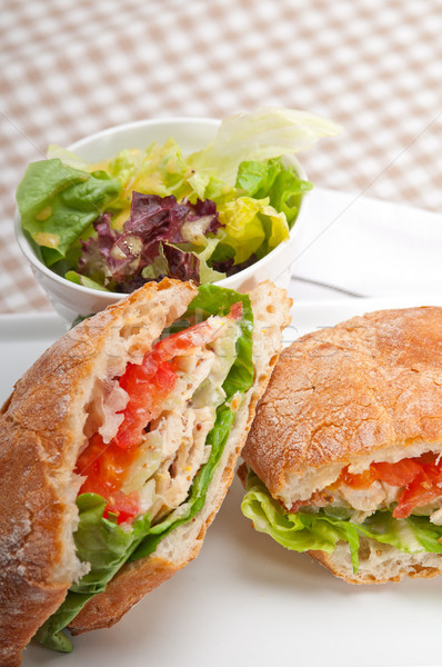 ciabatta panini sandwich with chicken and tomato Stock photo © keko64