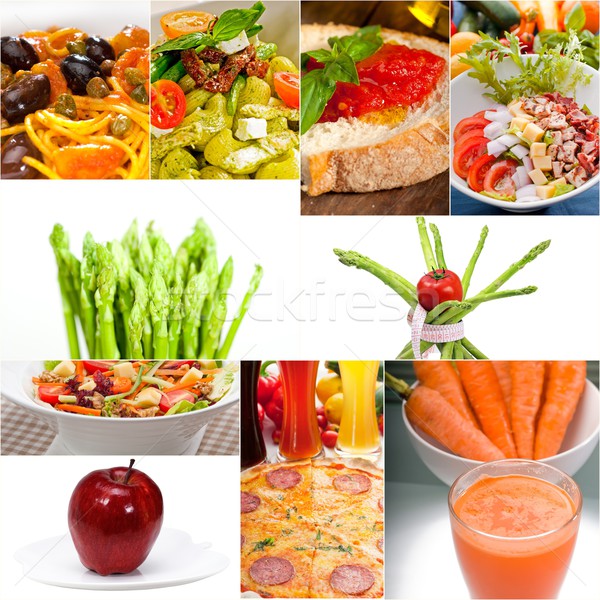 Gesunden Vegetarier vegan Essen Collage weiß Stock foto © keko64