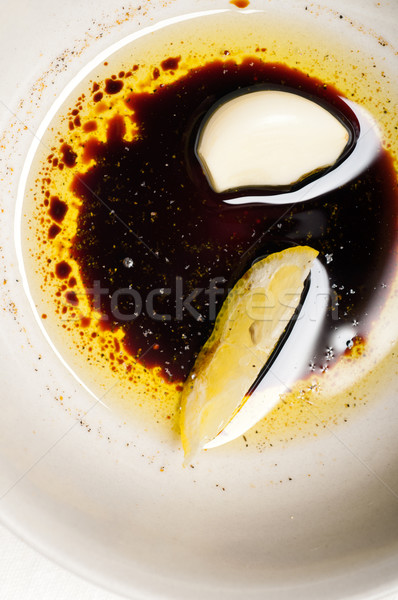дополнительно девственница оливкового масла бальзамического уксуса лимона чеснока Сток-фото © keko64