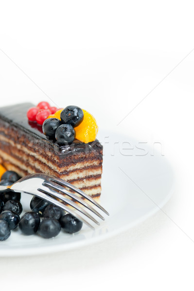 Cioccolato torta di frutta frutta fresca top primo piano Foto d'archivio © keko64