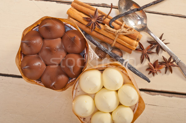 chocolate vanilla and spices cream cake dessert  Stock photo © keko64