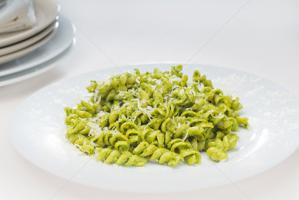 Foto stock: Italiano · macarrão · pesto · fresco · caseiro · molho