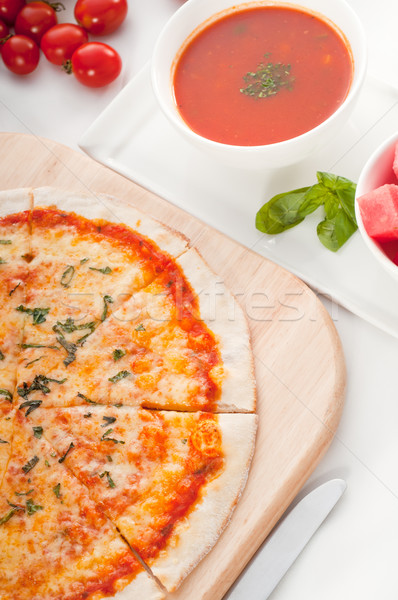 Stock fotó: Olasz · eredeti · vékony · pizza · leves · görögdinnye