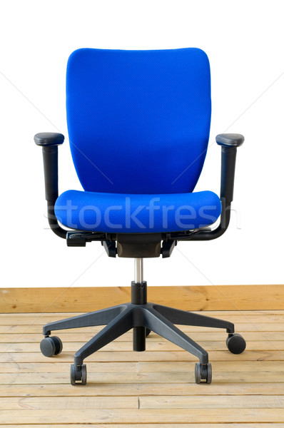 Stockfoto: Moderne · Blauw · bureaustoel · houten · vloer · witte · business