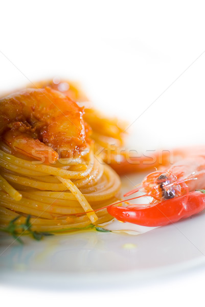 Stok fotoğraf: Makarna · baharatlı · İtalyan · spagetti · taze · sos