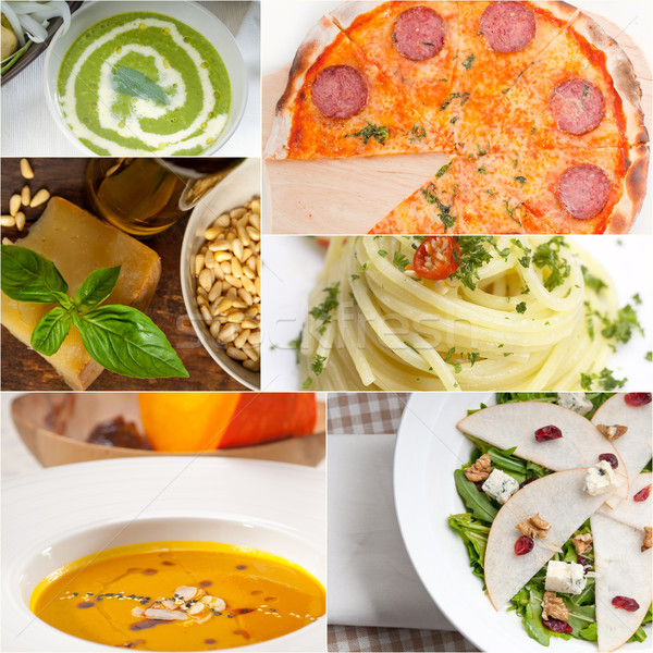 Saludable sabroso comida italiana collage vegetariano pasta Foto stock © keko64
