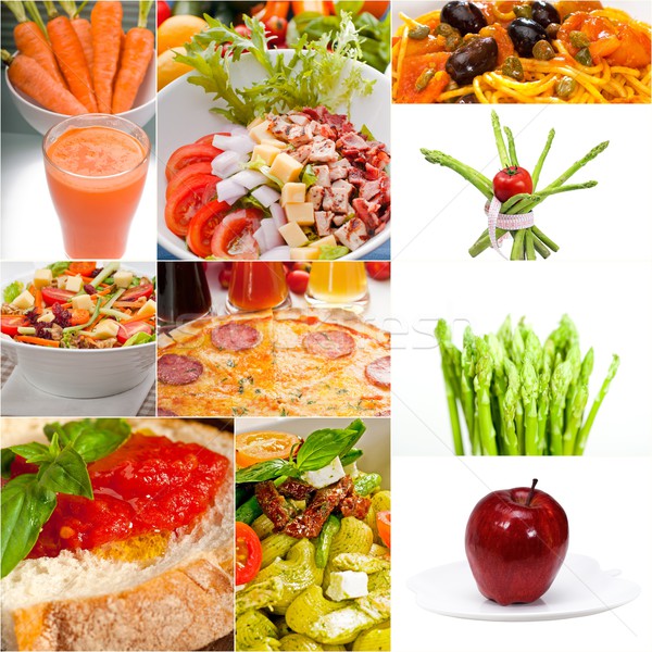 Stockfoto: Gezonde · vegetarisch · veganistisch · voedsel · collage · witte