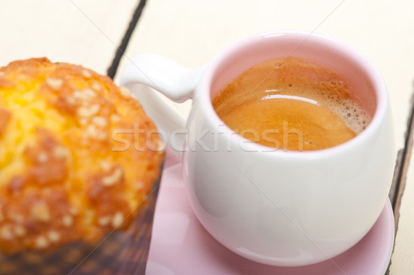 Kaffee Muffin serviert rosa Herz Stock foto © keko64