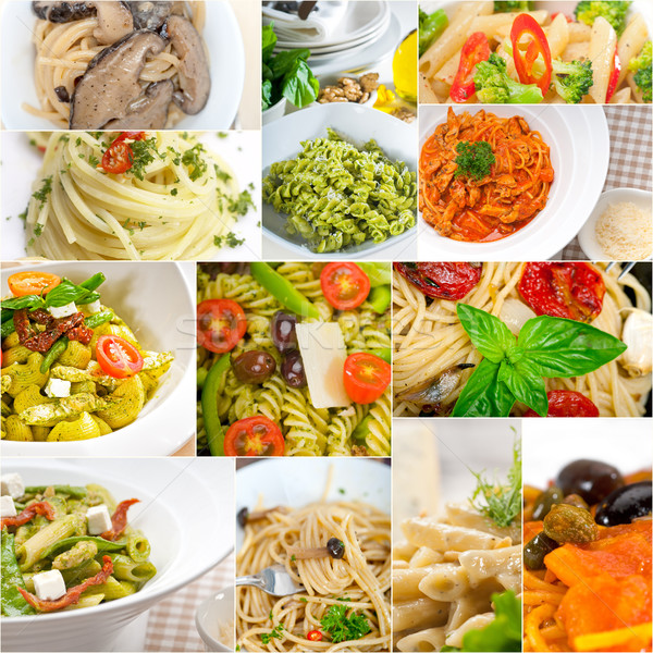 collection of different type of Italian pasta collage Stock photo © keko64