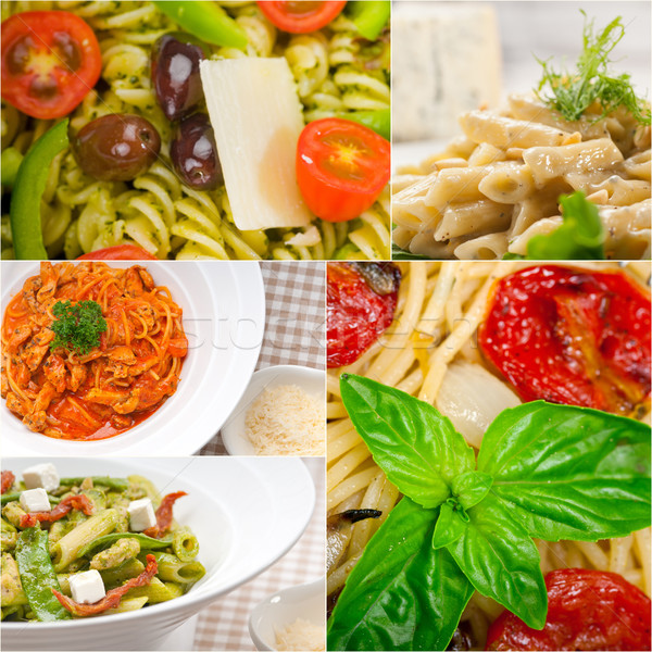 collection of different type of Italian pasta collage Stock photo © keko64