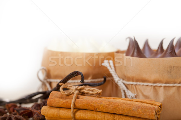 chocolate vanilla and spices cream cake dessert  Stock photo © keko64