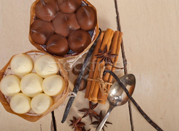 chocolate vanilla and spices cream cake dessert  Stock photo © keko64