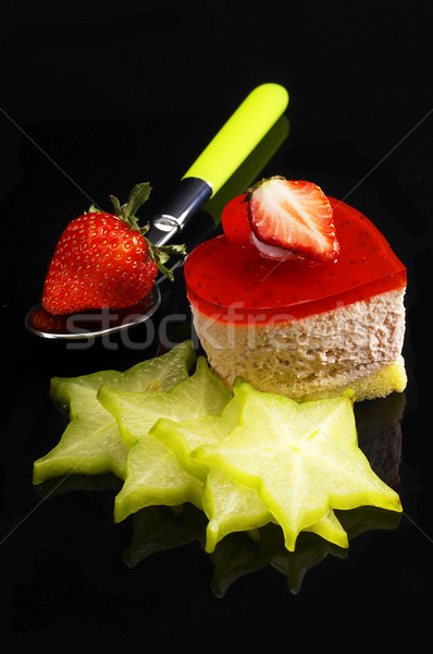 heart strawberry cake Stock photo © keko64