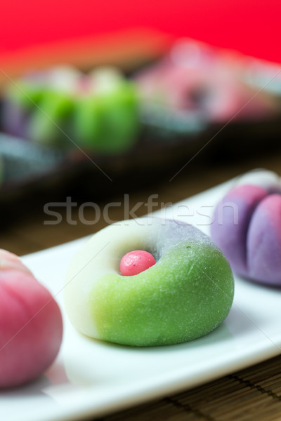 Japoński tradycyjny wyroby cukiernicze ciasto serwowane tablicy Zdjęcia stock © kenishirotie