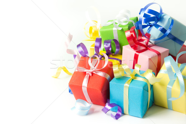 Coffrets cadeaux couleur ruban isolé blanche fête [[stock_photo]] © kenishirotie