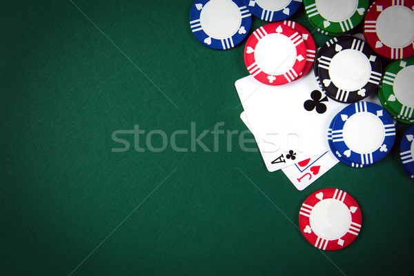 Foto d'archivio: Blackjack · carte · da · gioco · casino · poker · chips · mano · club