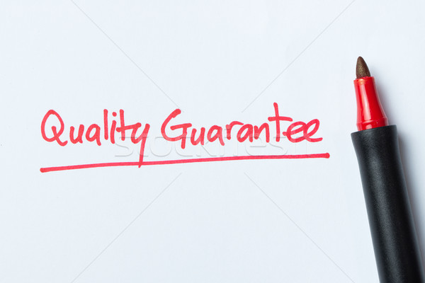 Stock foto: Handschrift · Qualität · garantieren · rot · Farbe · Stift