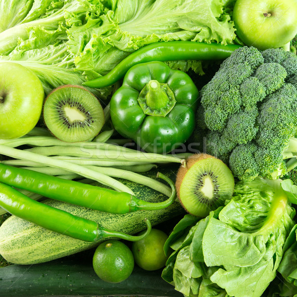 Green vegetables and fruit Stock photo © kenishirotie