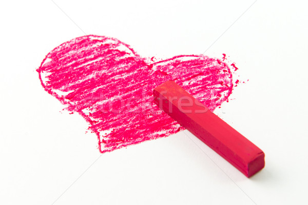 Foto stock: Desenho · coração · vermelho · Óleo · pastel