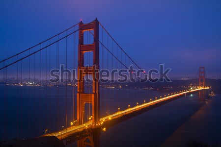 Golden Gate híd éjszakai jelenet naplemente este fények San Francisco Stock fotó © kenishirotie