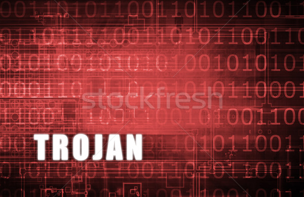 Trojaans paard aanval digitale binair waarschuwing Stockfoto © kentoh