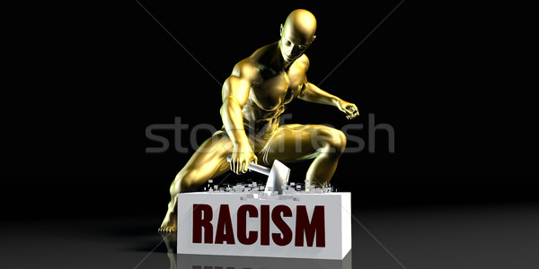 Racisme zwarte goud hamer persoon Stockfoto © kentoh