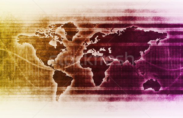 ストックフォト: 供給 · チェーン · ネットワーク · 物流 · 世界地図 · 地図