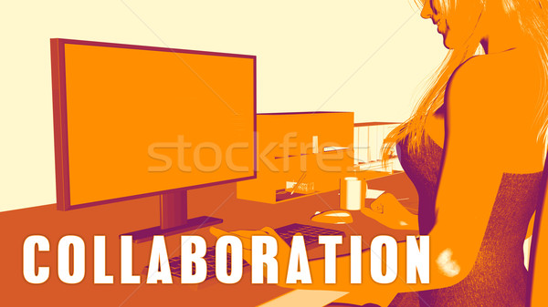 Colaboração mulher olhando computador negócio sala de aula Foto stock © kentoh