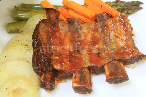 Foto stock: Carne · costelas · legumes · prato