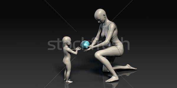 Maternitate mamă copii constructii abstract copil Imagine de stoc © kentoh