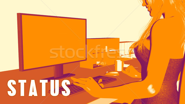 Status Frau schauen Computer Business Klassenzimmer Stock foto © kentoh