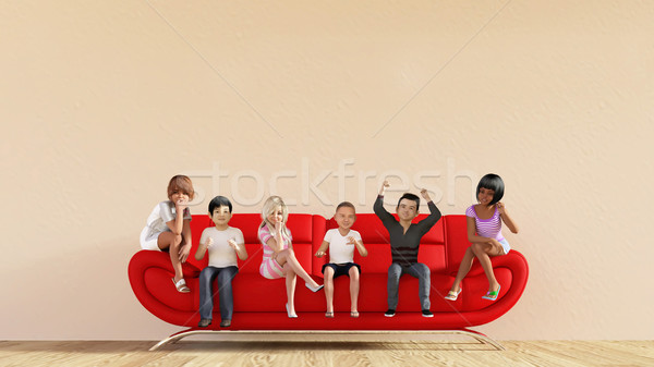 Kids on a Sofa Stock photo © kentoh