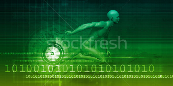 Człowiek maszyny równowaga nauki technologii Internetu Zdjęcia stock © kentoh