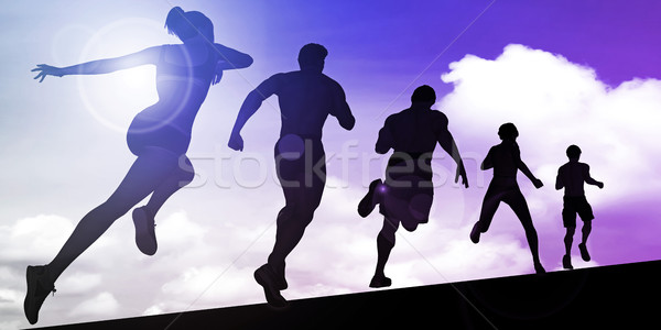 Running Women and Men Stock photo © kentoh