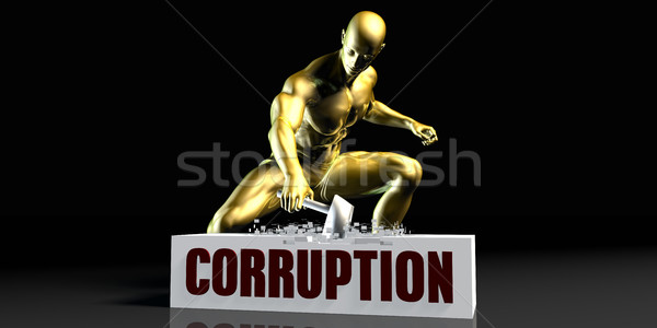 Korupcja czarny złota młotek osoby Zdjęcia stock © kentoh