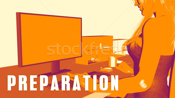 Voorbereiding vrouw naar computer business klas Stockfoto © kentoh