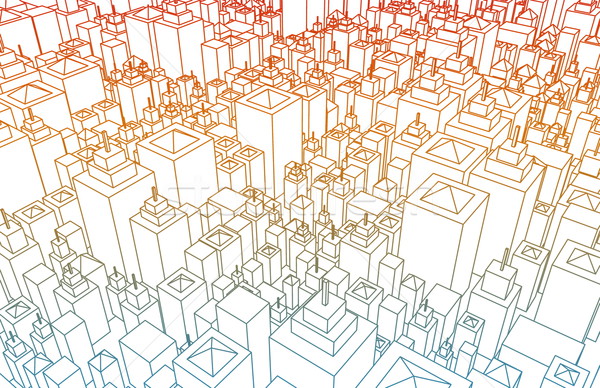 Wireframe oraş clădirilor plan proiect artă Imagine de stoc © kentoh