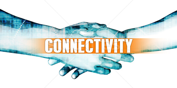 Konnektivität Geschäftsleute Handshake weiß Hände Hintergrund Stock foto © kentoh