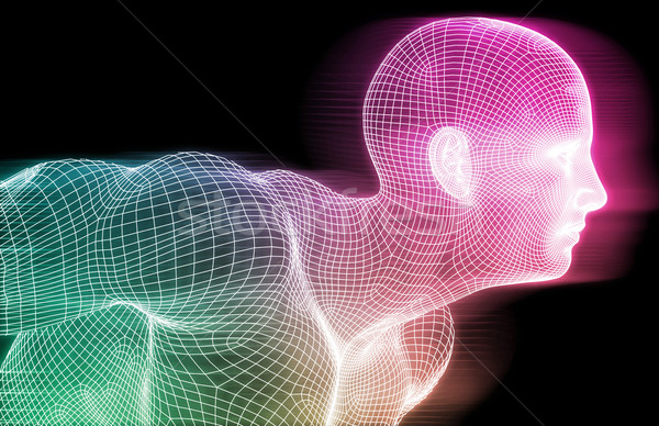 человека Черно-белые цифровой сознание фон кадр Сток-фото © kentoh
