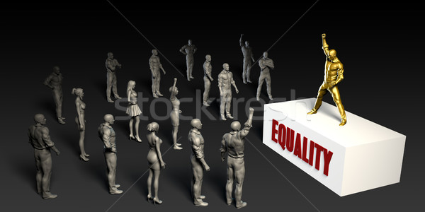 平等 戦う 女性 群衆 男性 黒 ストックフォト © kentoh