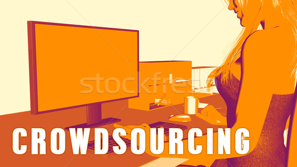 Foto stock: Crowdsourcing · mujer · mirando · ordenador · negocios · aula