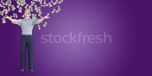Man geld vallen hemel business achtergrond Stockfoto © kentoh
