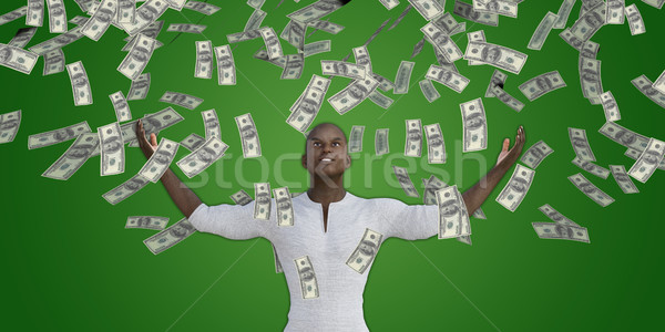 Zwarte man geld vallen hemel business man Stockfoto © kentoh
