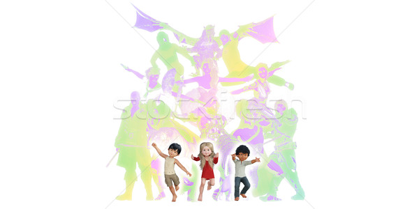 Edebi yukarı mutlu çocuklar çocuk Stok fotoğraf © kentoh