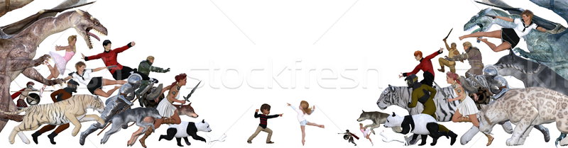 Giocare tempo bambini giocattoli folla sfondo Foto d'archivio © kentoh