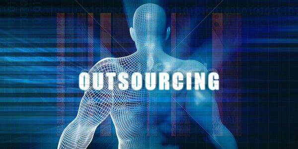 Outsourcing futuristische abstract business technologie zakenman Stockfoto © kentoh