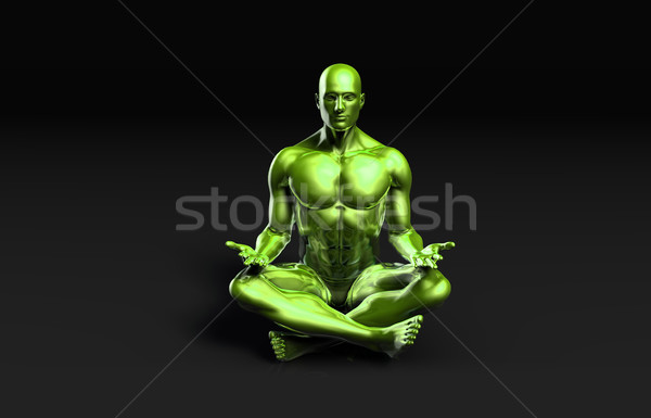 Man vergadering lotus positie yoga sport Stockfoto © kentoh