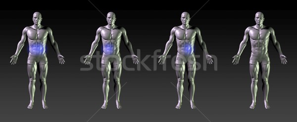 腹部的 復原 藍色 發光 體育 商業照片 © kentoh
