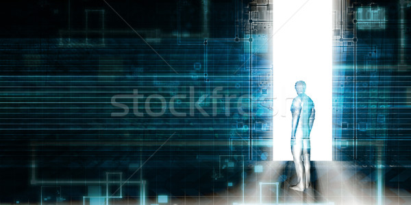 Stock foto: Digitalen · Umdrehung · Technologie · Horizont · Modell · Sicherheit