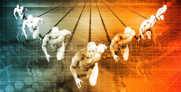 Businessmen Teamwork Running Together Stock photo © kentoh